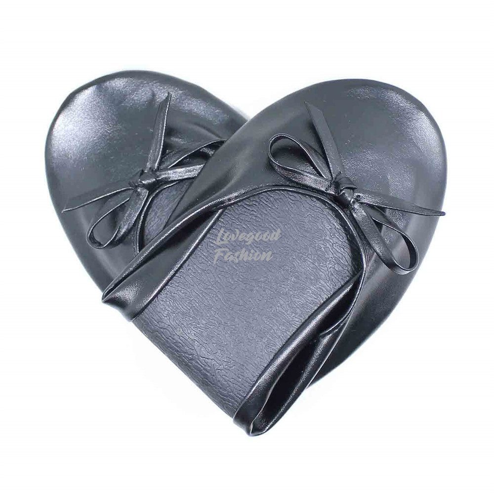 Foldable Ballet Slipper Shoes with Matching Bag Black Lovegood Fashion