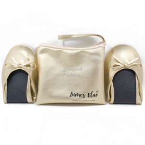 Gold Foldable Shoes with Matching Case for Wedding-1