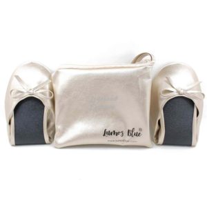 Metallic Bronze Foldable Bridal Flats in Bag for Wedding-1