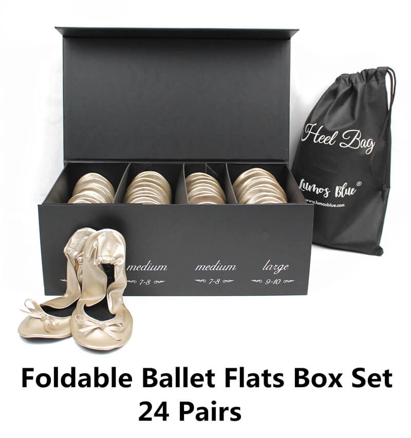 Pearl Pink Fold Away Flat Bridal Shoes with A Pouch Lovegood
